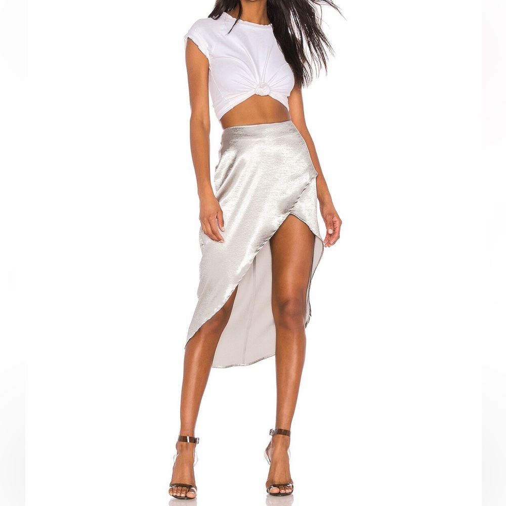 BRAND NEW h:ours HOURS Bramley midi skirt silver